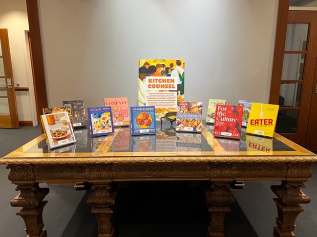 A book display consisting of cookbooks.