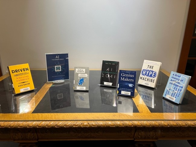 A book display composed of books on artificial intelligence.